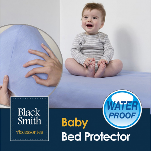 Black Smith 嬰兒防水床褥保護笠 [白色/藍色]