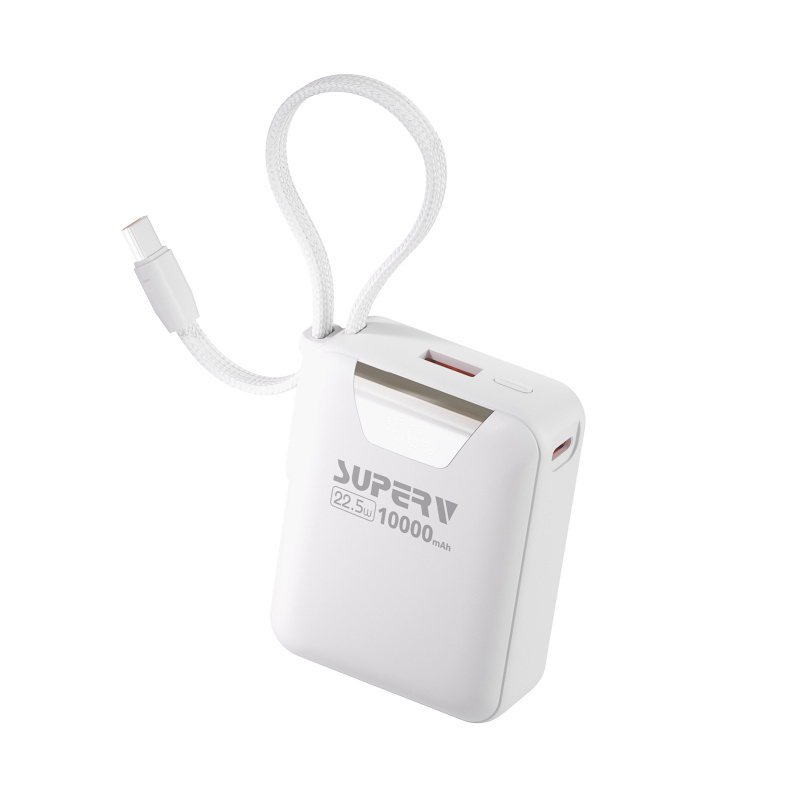 SUPERV Power15 Power Bank 10000mAh 22.5W 15cm Built-in Type-C Cable LED Display