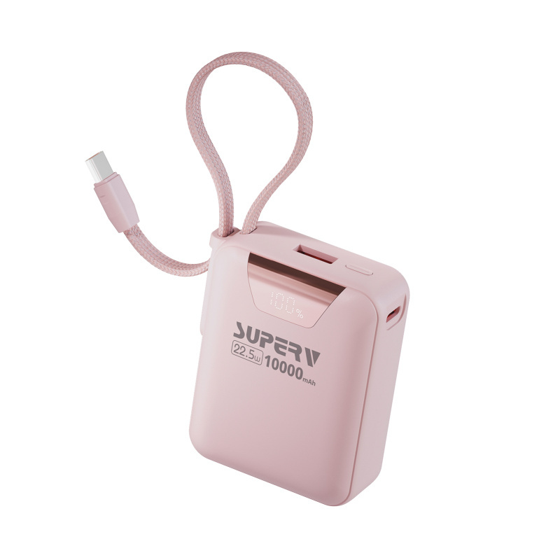 SUPERV Power15 Power Bank 10000mAh 22.5W 15cm Built-in Type-C Cable LED Display