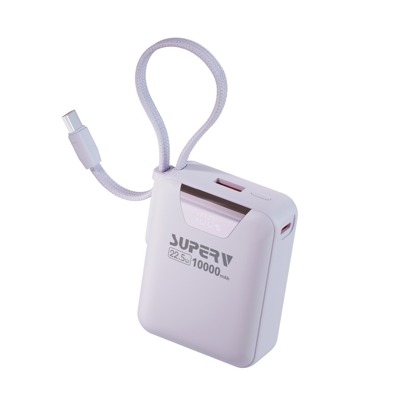 SUPERV Power15 Power Bank 10000mAh 22.5W 15cm Built-in Type-C Cable LED Display