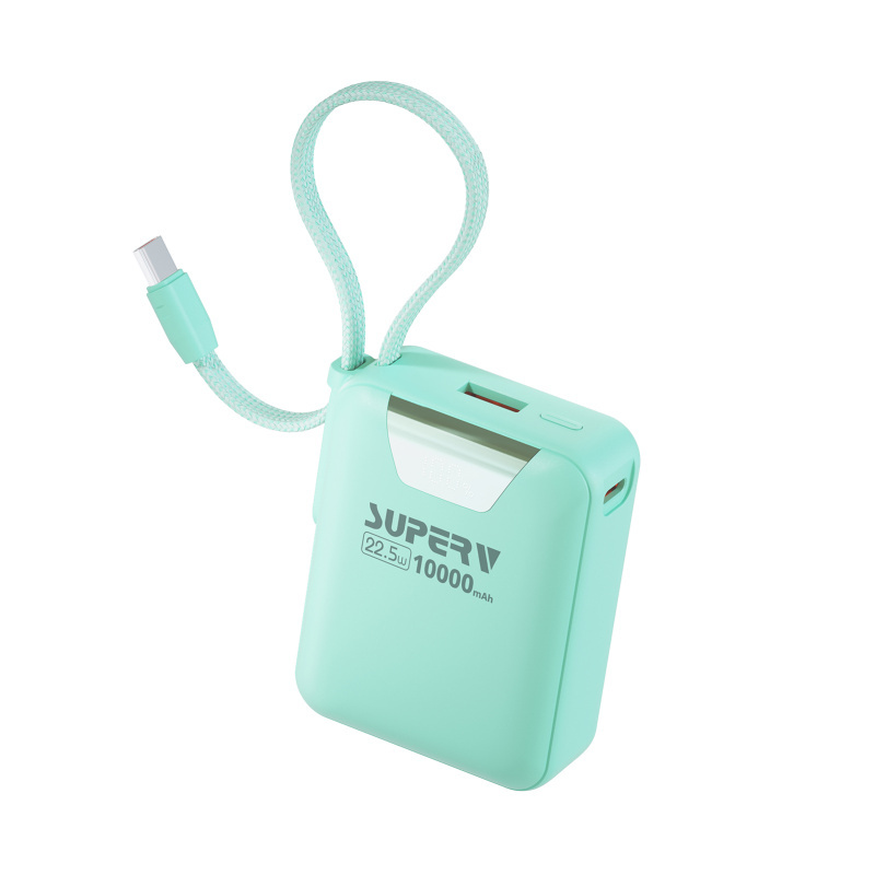 SUPERV Power15 Power Bank 10000mAh 22.5W 15cm Built-in Type-C Cable LED Display