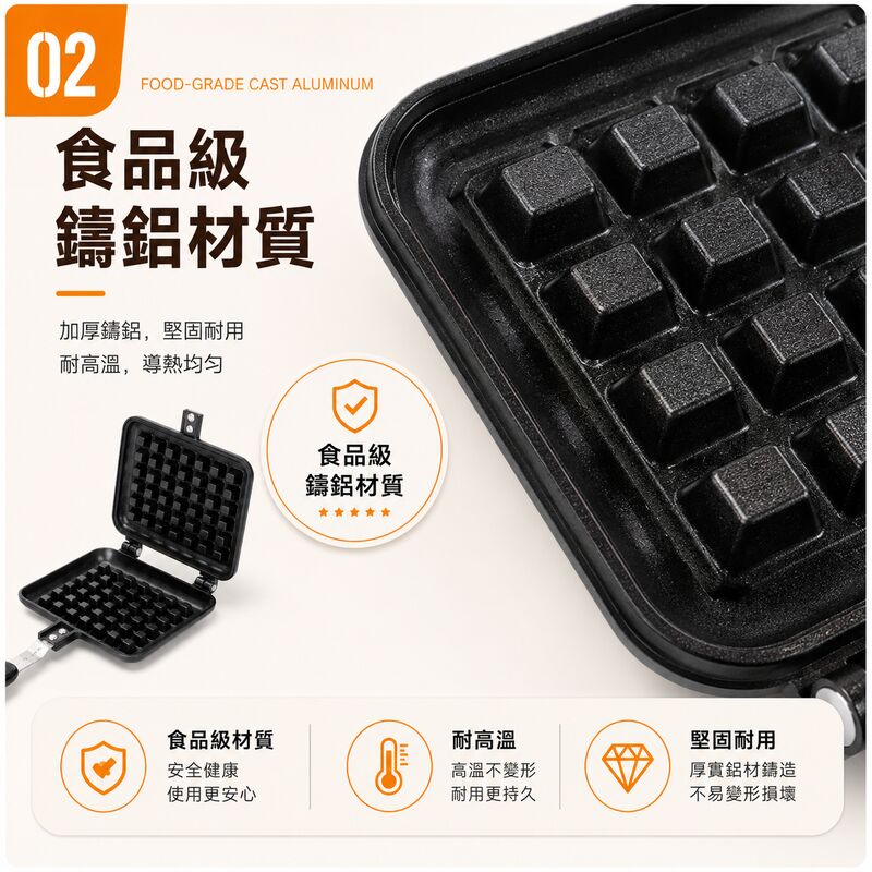 Waffle 華夫餅烤盤(適用於明火) │格仔餅三明治模具│蛋糕鬆餅烤盤│早餐下午茶焗盤