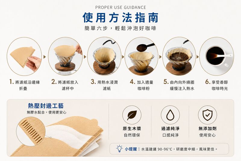 手沖咖啡過濾紙(40枚)(2-4杯用)│錐形原木漿V形漏斗│美式咖啡機滴漏濾紙