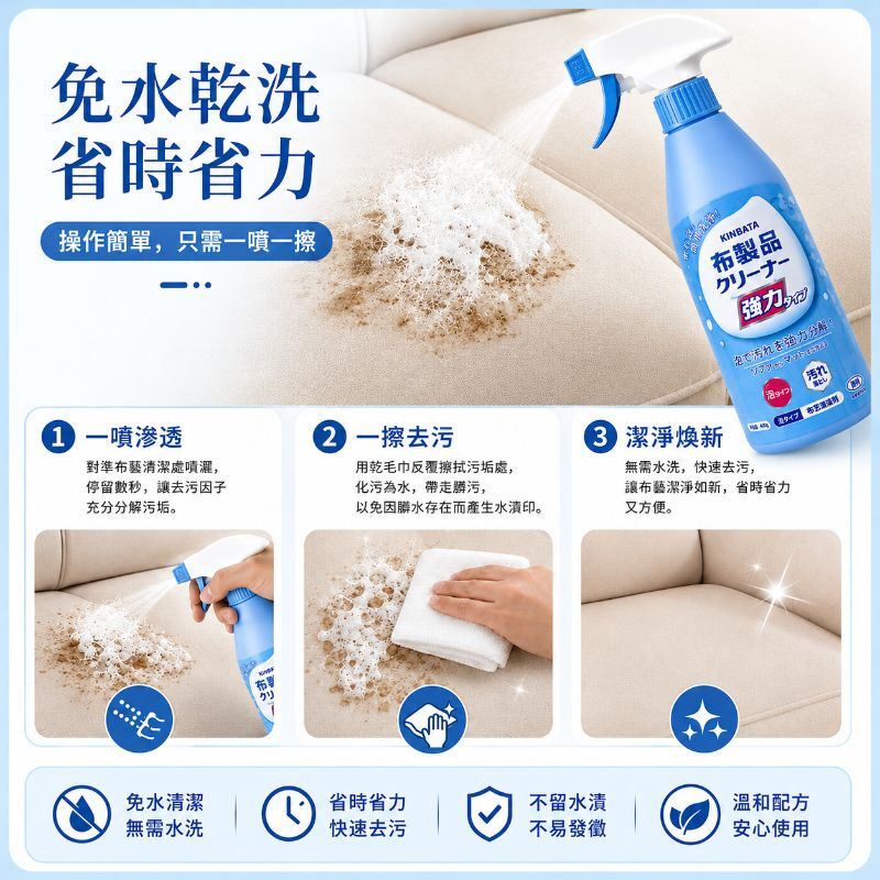 布藝清潔劑(400g)│免水洗沙發地毯清潔噴劑│科技布床墊免拆乾洗劑