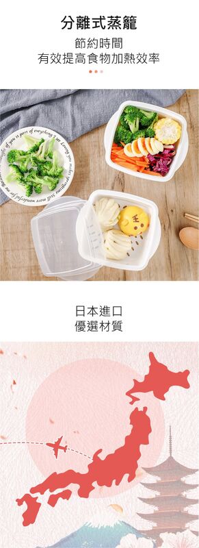 日本進口微波爐專用蒸籠(平行進口│方形)│家用微波爐蒸盒│廚房加熱饅頭蒸碗