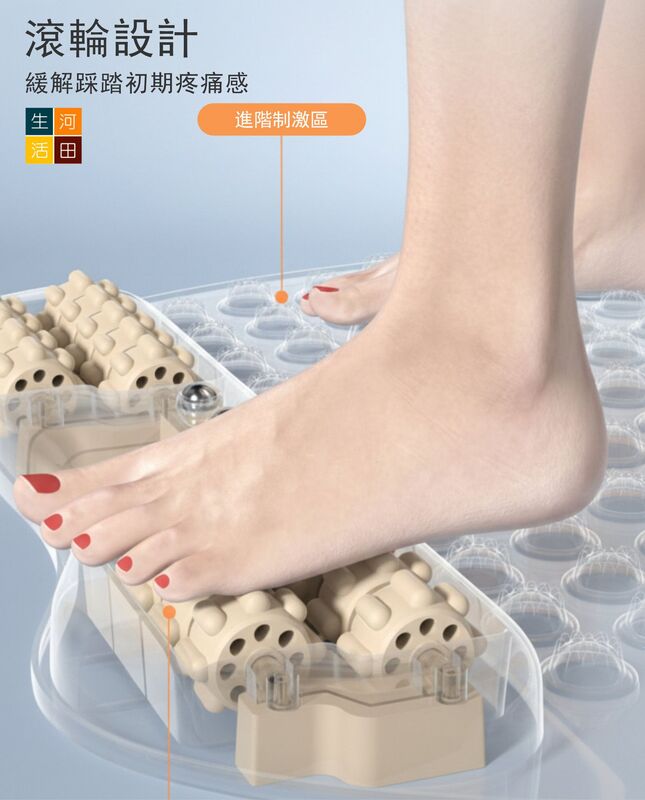 多功能指壓按摩板(滾輪款式│米色)│家用按摩│腳底穴位按摩器│通經絡腳踩板│滾輪足底按摩腳墊