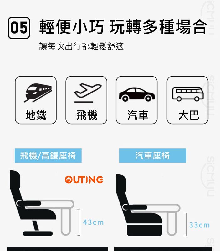 旅行充氣睡墊(藍色)移動睡床飛機汽車高鐵|充氣便攜床墊