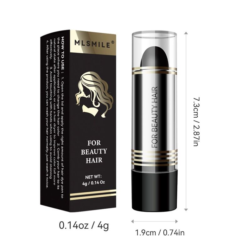 MLSMILE 口紅式美髮棒(黑色|4g)│一次性染髮筆│臨時遮蓋白髮│口紅式染髮補色筆