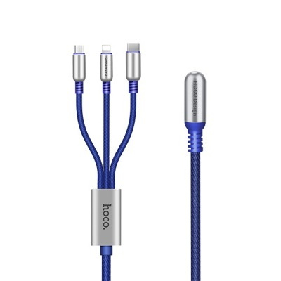 Hoco 一拖三快速充電數據線(Micro usb + Lightning + Tyce C)