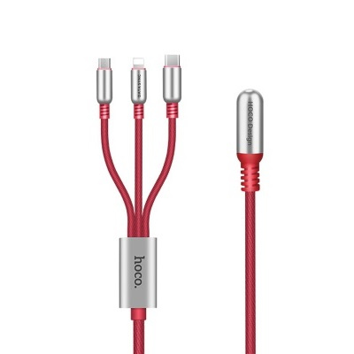 Hoco 一拖三快速充電數據線(Micro usb + Lightning + Tyce C)