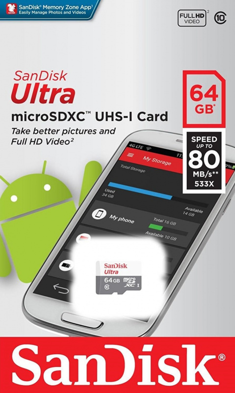 SanDisk Ultra microSDXC UHS-1 64GB 記憶卡