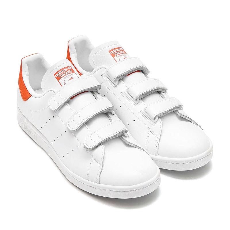 Adidas Originals Stan Smith 魔術貼女裝鞋 [橙色標纖]
