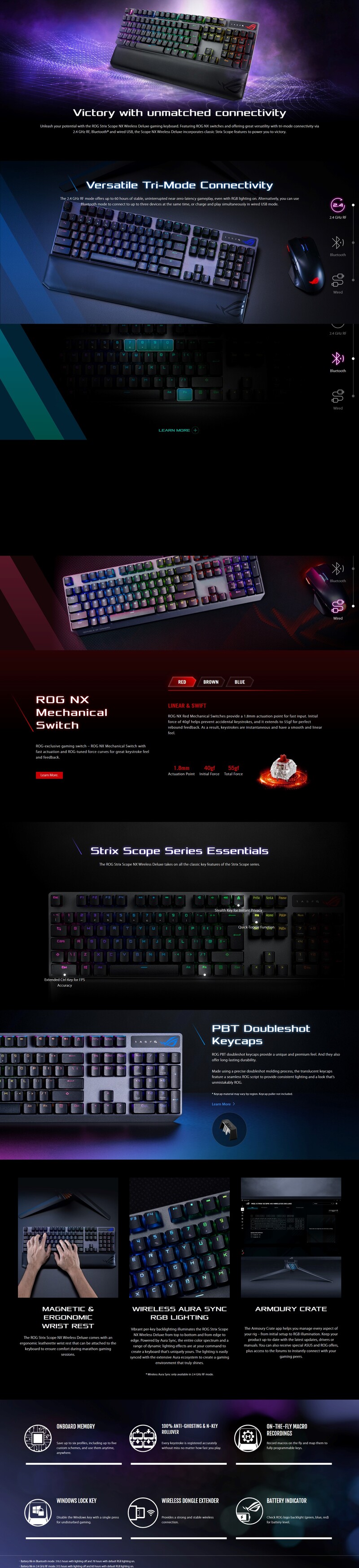 ASUS ROG Strix Scope NX Wireless Deluxe 無線鍵盤(紅軸) - 訊達科技Cosmic Technology