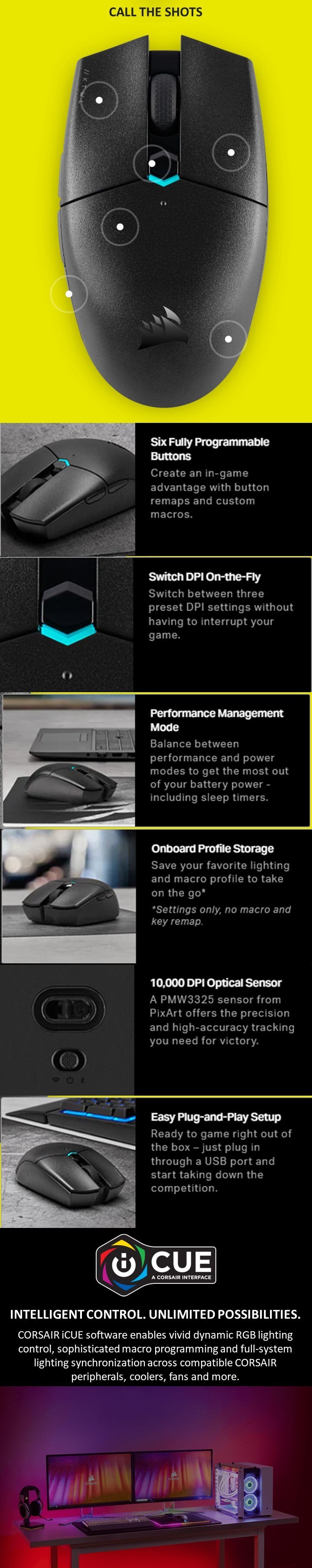 Corsair Katar Pro Wireless 無線電競滑鼠 | CH-931C011-AP 3