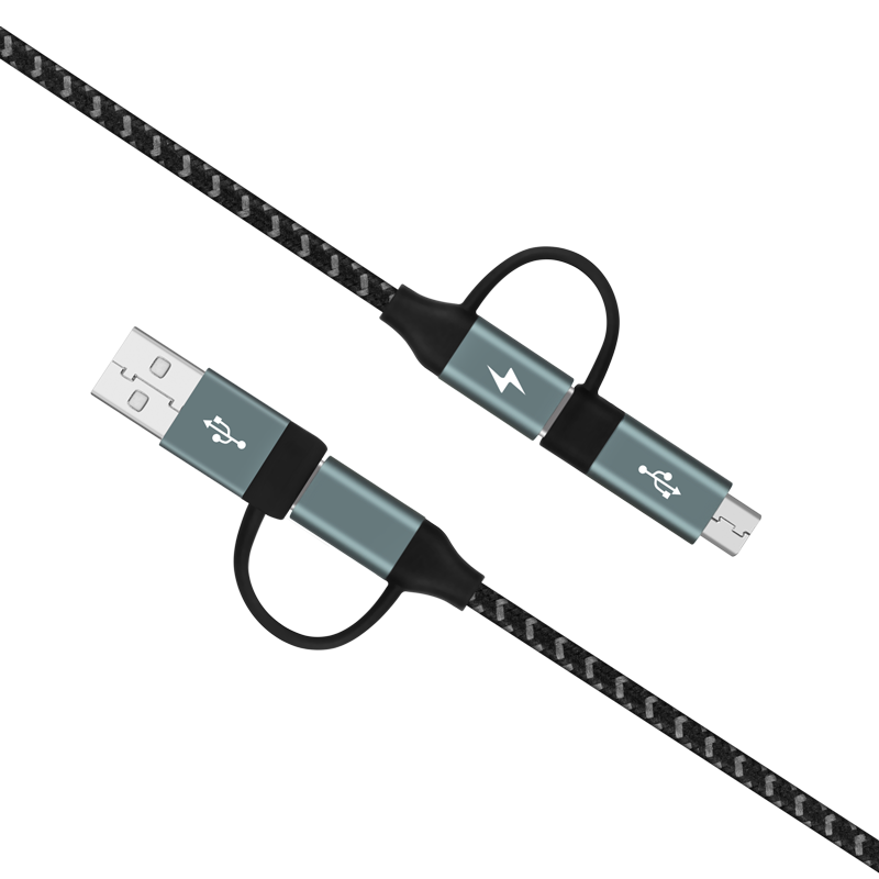 OneLink 4 in 1 USB-A/ Type C 至 Micro USB/ Type C 連接線 1.2m DC12D[太空灰]