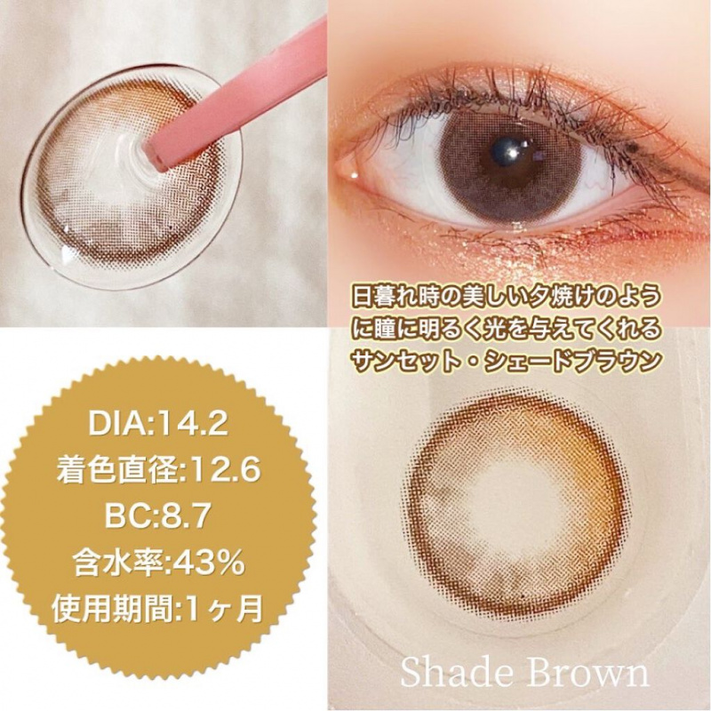 【I-SHA】ORIANA SHADE Monthly BROWN 14.2mm【アイシャレンズ】オリアナシェードブラウン