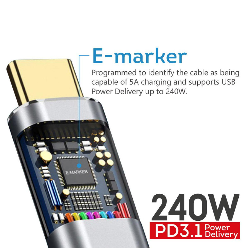 Magic-Pro ProMini PD3.1 240W Type-C to Type-C 4.0 超高速螢幕線 (1.8m)