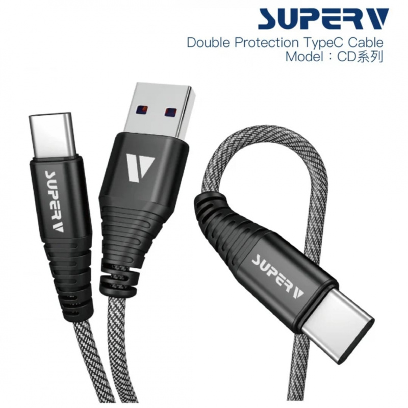SuperV 充電及數據傳輸 USB2.0 TypeC線 1米 [全新貨品 一年保用]