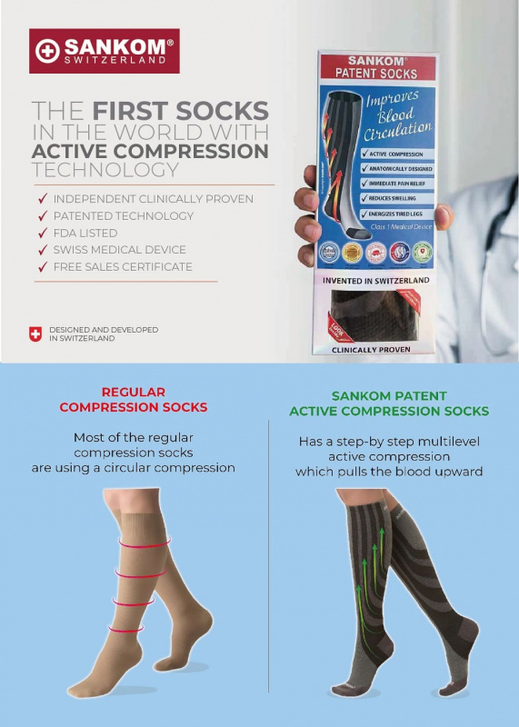 瑞士Sankom尚康 壓力襪 | 幫助預防靜脈曲張 | 幫助促進腿部血液循環