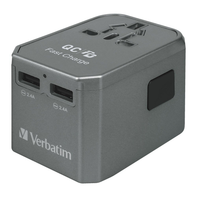 Verbatim 4 Ports QC/PD 45W 旅行充電器 (灰/粉紅色) (#66433 / #66434)