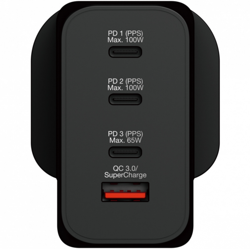 Verbatim 4 Port GAN PD3.0 200W PD & QC3.0 USB牆插充電器 (#66703)
