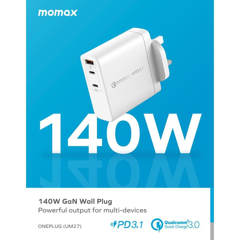 Momax ONEPLUG GaN 140W 三輸出快速充電器 (UM27)