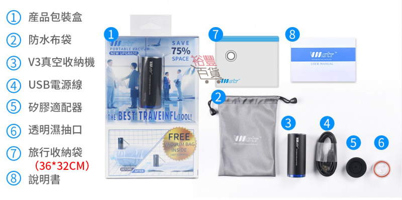 VMSTR 旅行收納真空機