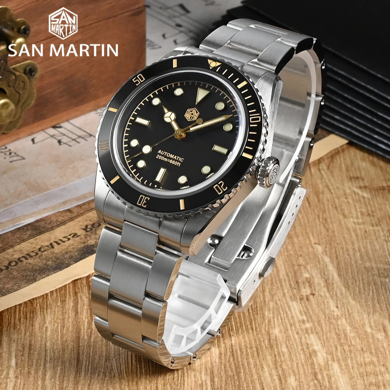 SAN MARTIN SN004-G-B 自動機械錶 男士手錶 潛水錶