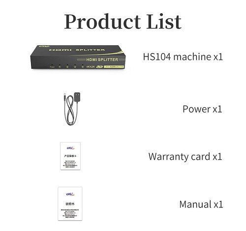 eKL-HS104 ( 1入4 出 4K HDMI 2.0 Ver分配器 )-金屬外殼