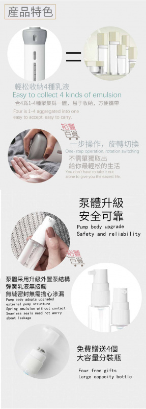 可旋轉四合一旅行乳液分裝瓶 [2色]