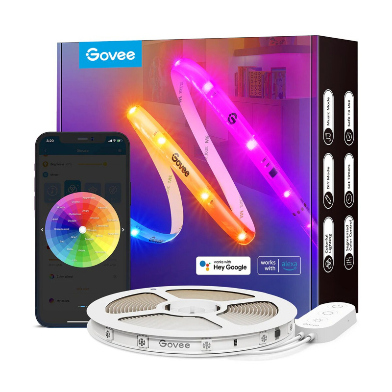 Govee RGBIC Wi-Fi + Bluetooth LED Strip Lights With Protective Coating Wi-Fi + 藍牙LED燈帶 (10米) H619C