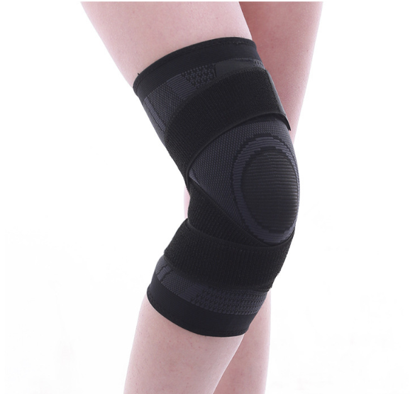 專業跑步繃帶式加壓針織護膝套 [1對] [黑色]