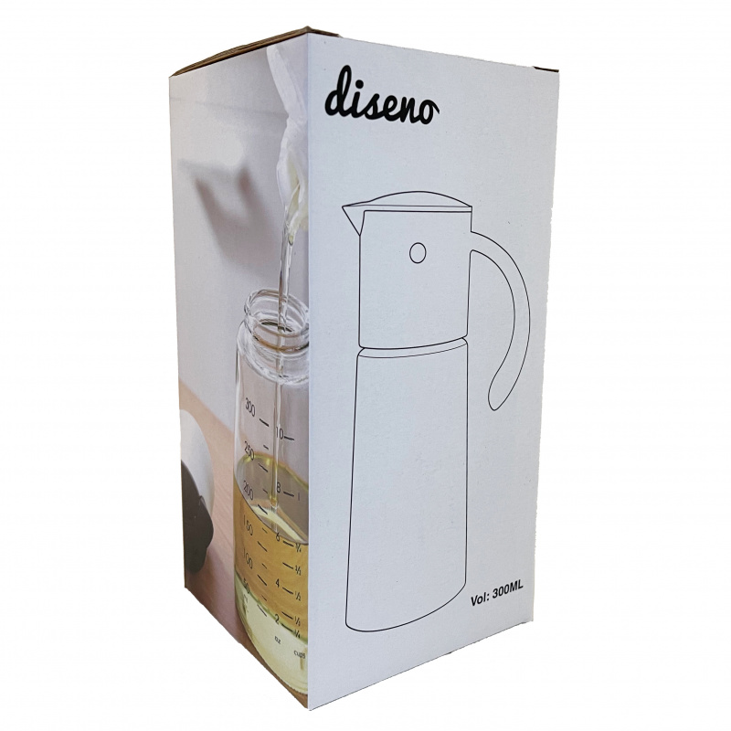 diseno 廚房自動開合玻璃油壺 300ml - 不銹鋼
