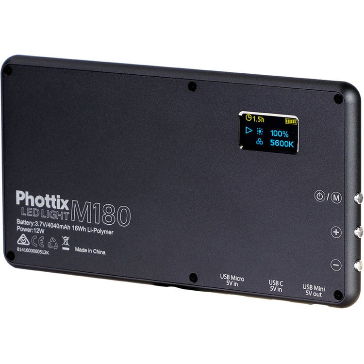 Phottix - M180 Mobile LED 二合一手提流動攝影燈連行動電源