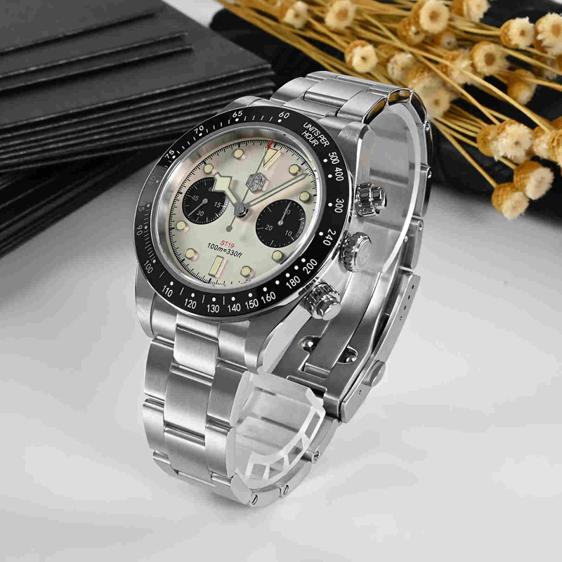 SAN MARTIN SN0052-G Panda BB 機械手錶 Chronograph Watch
