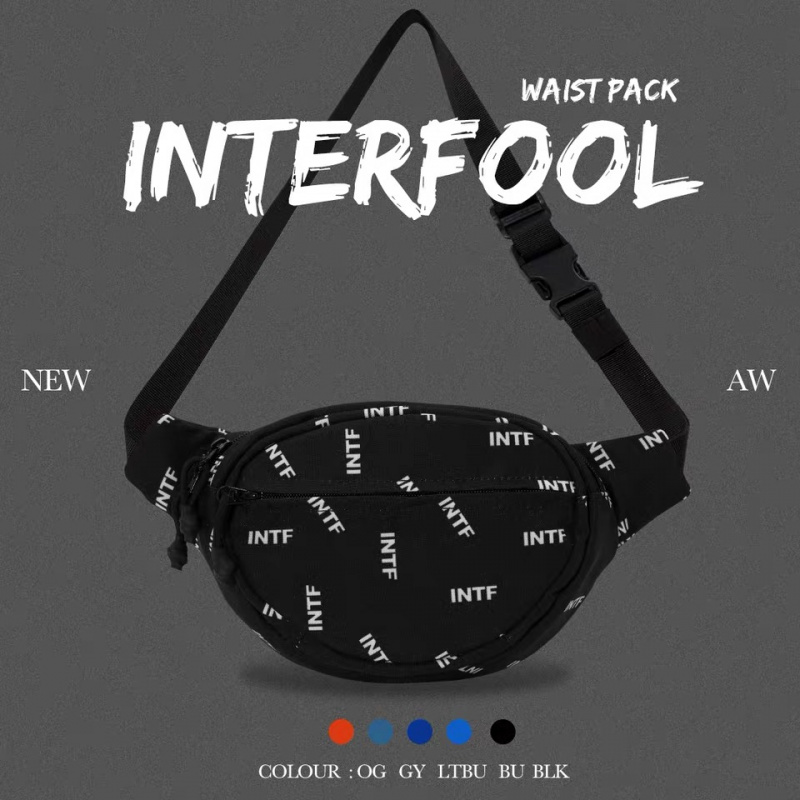 INTERFOOL原創品牌大容量運動兩用尼龍防潑水斜跨腰胸包