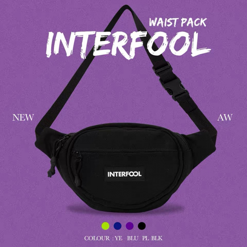 INTERFOOL原創品牌大容量螢光兩用尼龍防潑水斜跨腰胸包