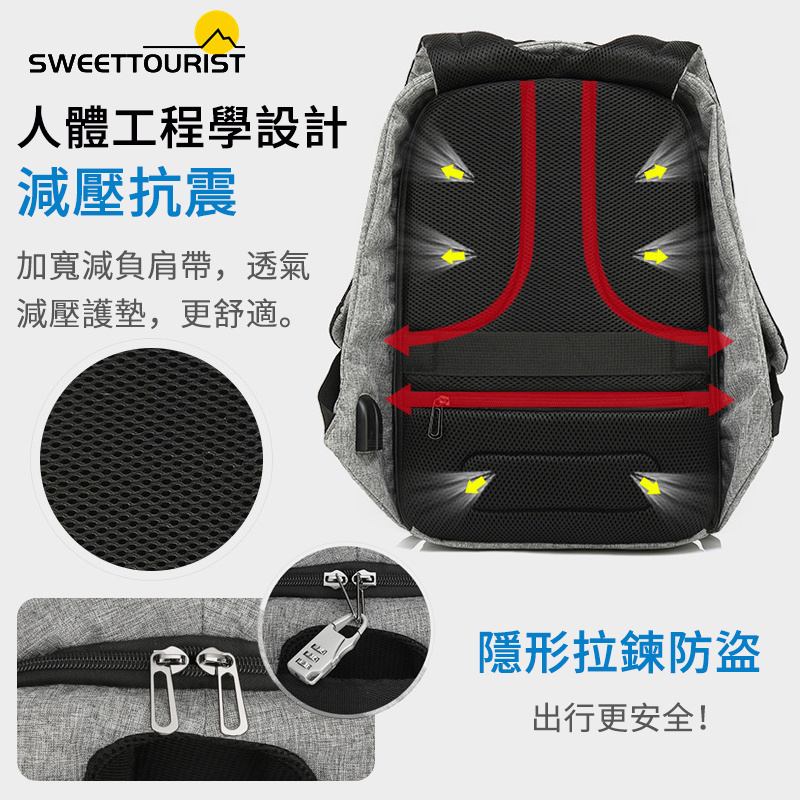SWEET TOURIST VibeSafe 商務防水防盜雙肩背包【6色】 