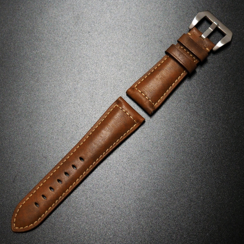 26mm Panerai Style 棕色優質牛皮錶帶