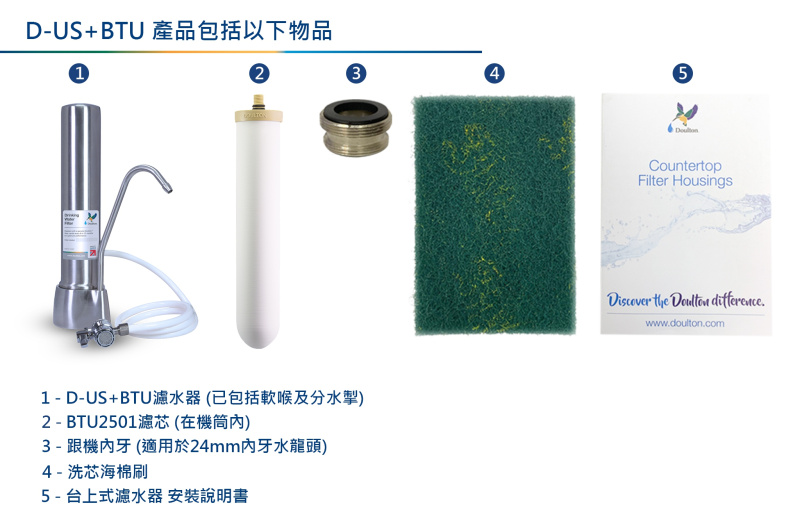 香港代理受權經銷商 Doulton D-US M12 座台式濾水器 + BTU 2501 濾水芯