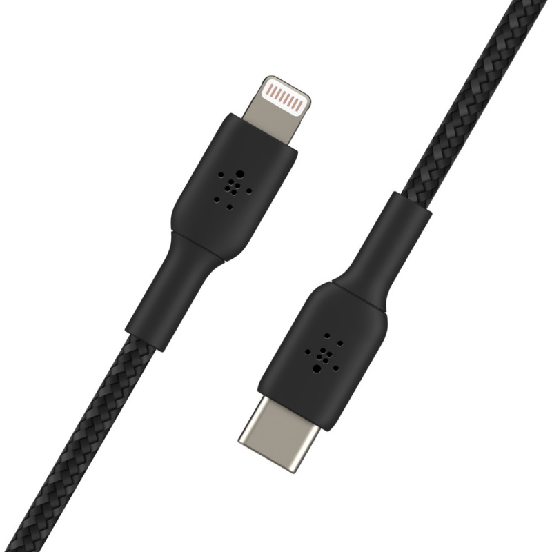 Belkin - BOOST↑CHARGE™ 編織 30W USB-C 轉 Lightning iPhone｜iPAD 黑色 快速充電線（1米 / 2米）CAA004bt1MBK CAA004bt2MBK
