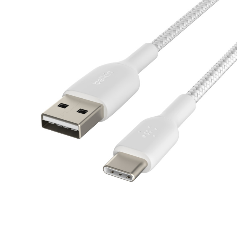 Belkin - BOOST↑CHARGE™ 編織 12W USB-A 轉 USB-C 白色充電線 ( 1米 / 2米 / 3米 ) CAB002bt1MWH CAB002bt2MWH CAB002bt3MWH