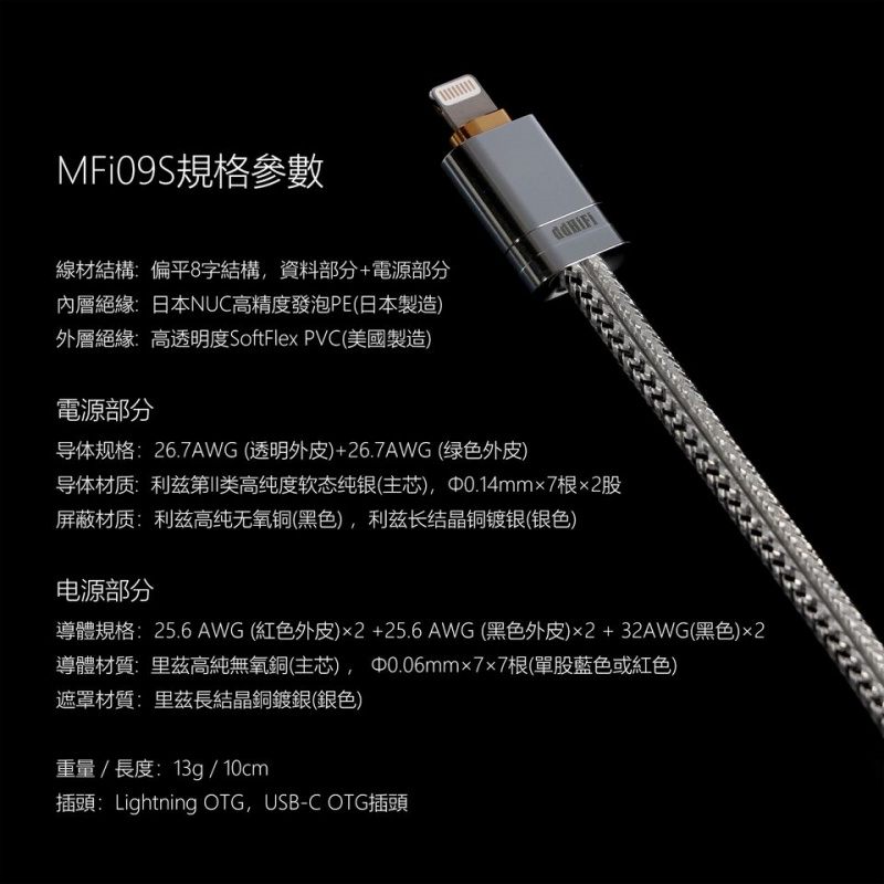 【香港行貨 1年保養】 DD Hifi HI-END NYX Series MFI09S & TC09S 數碼訊號轉接線 【香港行貨 1年保養】 DD Hifi HI-END NYX Series MFI09S & TC09S 數碼訊號轉接線