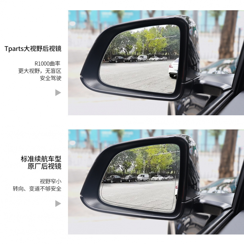Tparts- Model 3 Y 後視鏡大視野大曲率1000R放眩藍鏡白鏡片配件