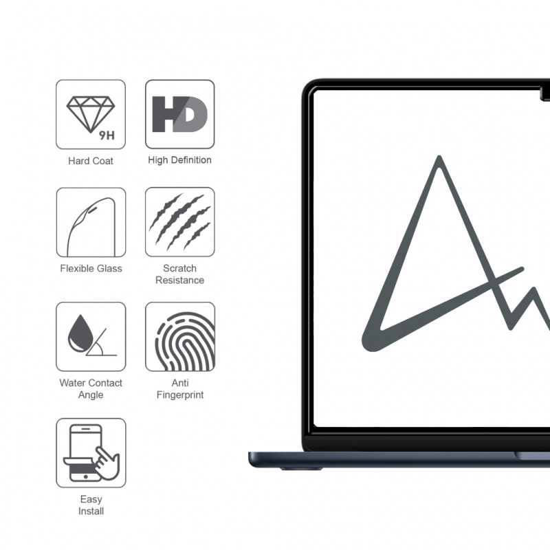 ARMOR MacBook Air 13.6" 軟性玻璃9H 高清螢幕保護貼