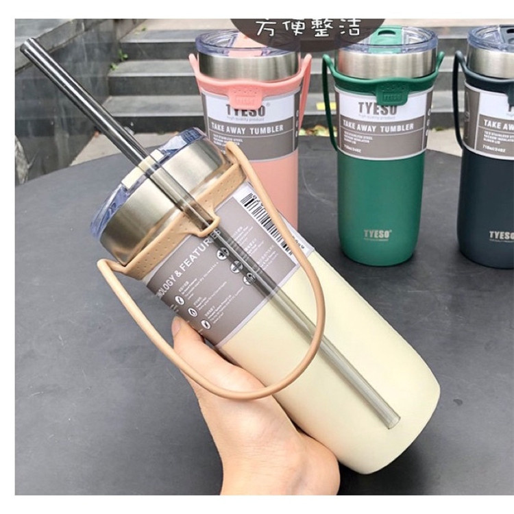 TYESO手提304不鏽鋼冰霸杯 710ML  附贈吸管、手提帶