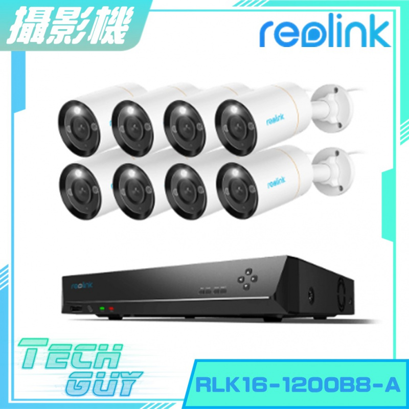 Reolink【RLK16-1200B8-A】16-Channel PoE NVR Kit w/ 8*H.265 12MP PoE Bullet Camera