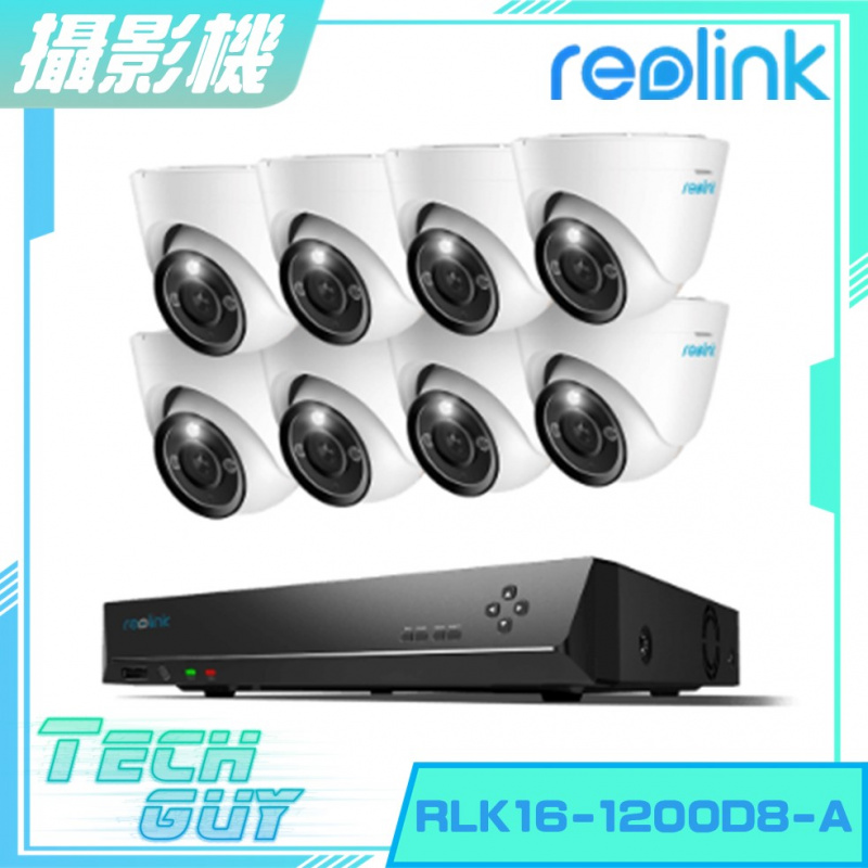 Reolink【RLK16-1200D8-A】16-Channel PoE NVR Kit w/ 8*H.265 12MP PoE Turret Camera