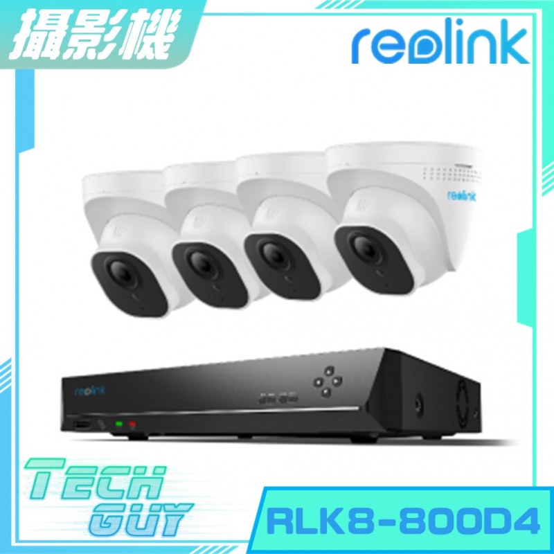 Reolink【RLK8-800B4 / RLK8-800D4】8-Channel PoE NVR Kit w/ 4*H.265 8MP PoE(Turret / Bullet)Camera