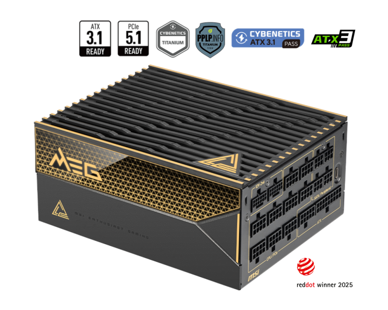 MSI MEG Ai1600T PCIE5 1600W 80Plus Titanium ( ATX 3.1 / PCIe 5.1 ) MSI MEG Ai1600T PCIE5 1600W 80Plus Titanium ( ATX 3.1 / PCIe 5.1 )